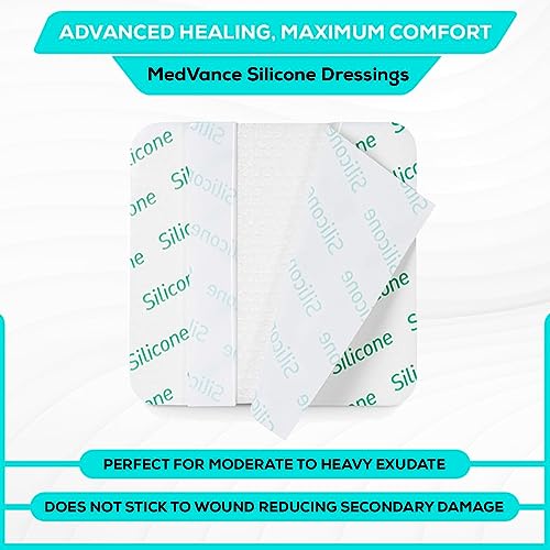MedVance Silicone Adhesive Foam Dressing Without Border, 4"x4", Box of 10 4"x4" 10 Pack