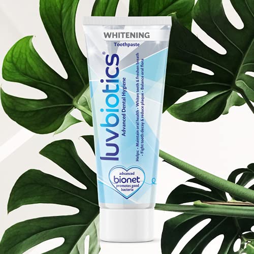 Luv Biotics Probiotic Whitening Toothpaste with Xylitol & Aloe Vera for Fresh Breath and Oral Care - 3 x 75ml 2.64 Fl Oz (Pack of 3)