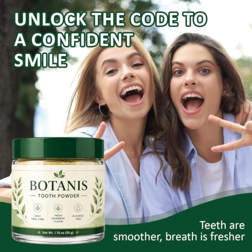 Botanis Tooth Powder with Hydroxyapatite, Fluoride-Free Oral Care, Mint