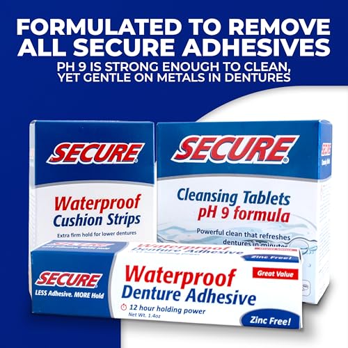 Secure Denture Adhesive Strips for Lowers, Zinc Free Glue, 60 Strips 4