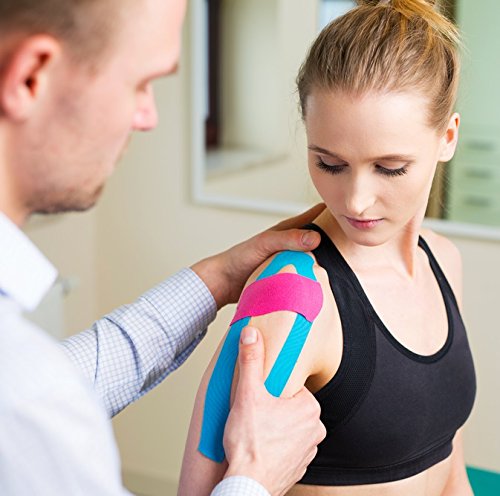Original Kinesiology Athletic Tape. Professional Sports Tape for Ankle Wrist Knee Shoulder Muscles Joints. Latex Free, Waterproof, Stretchy, and Gentle on Skin. Up to 115 ft/Roll BLUE - BeesActive Australia