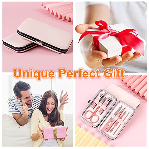 QURIPE 7pcs Manicure Set, Nail Clippers Kit, Stainless Steel Manicure Kit, Nail Clipping Tools Portable Travel Grooming Kit, The Best Gift with Luxurious Case(Rose Gold) Rose Gold