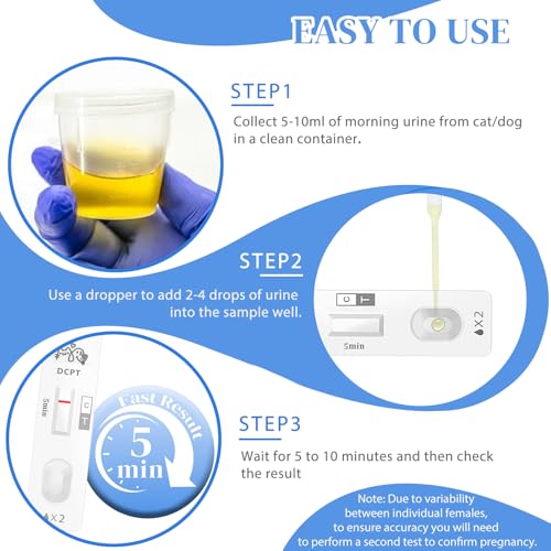 Dog & Cat Pregnancy Test Kit (2 Pack), Reliable Accurate Urine Test, 10 Minute Fast Readings, Gentle Non-Invasive Home Test for Household Pets 2 Pack