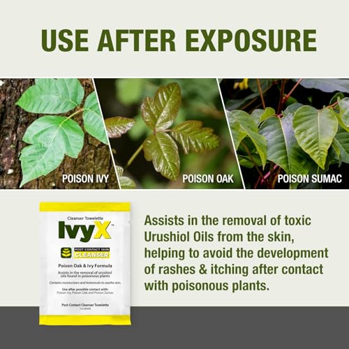 CoreTex Ivy X Post-Contact Poison Ivy Wipes with Resealable Travel Bag - Pack of 15 Single-Use Treatment Wipes to Assist in Removal of Rashes - Also Works on Poison Oak & Sumac Oils Ivy X Post Travel Bag