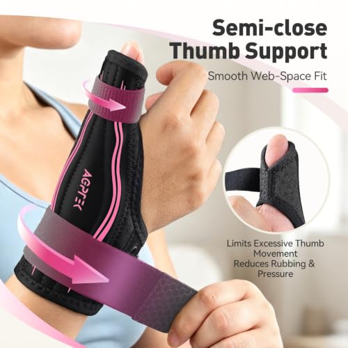 AGPTEK Thumb Brace, Thumb Spica Splint for De Quervain's & Trigger Thumb Pink Medium