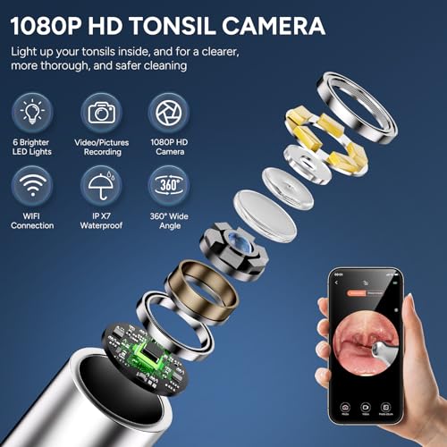 Tonsil Stone Remover with Camera - Upgraded Visual Tonsil Stone Removal Kit White