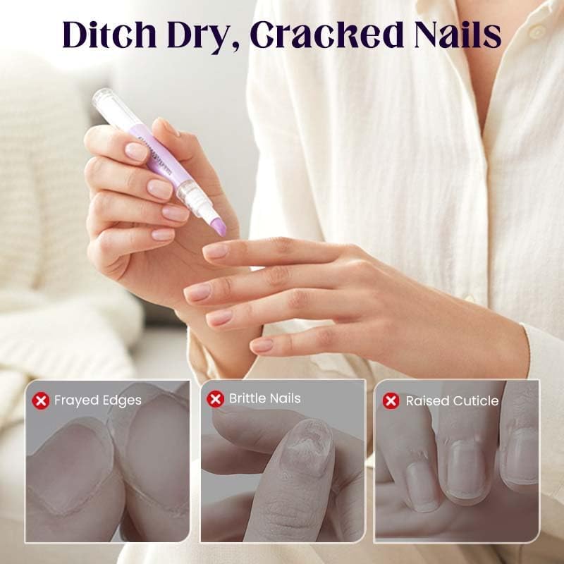 2Pcs 2-in-1 Cuticle Oil Pusher Pen,2026 New Ceramic Cuticle Pusher & Oil Pen,Cuticle Oil Nail Care Pen - Gentle Cuticle Remover for Dry & Damaged Nails,Hangnails,Moisturize Strengthen Brighten