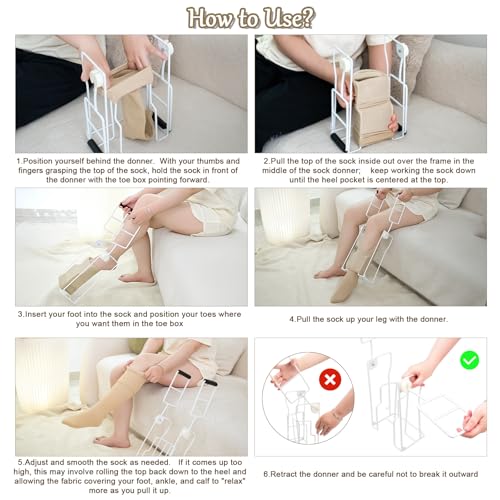 Upgraded Large Compression Sock Aid Device with Extended Handle, Compression Sock Donner Helper with Adjustable Angle, Suitable for Seniors, Cannot Bend, Arthritis, Recovering from Surgery