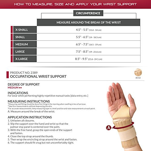 OTC Wrist Support, Occupational Glove, Knit Elastic, Medium (Left Hand) Left Medium (Left Hand)