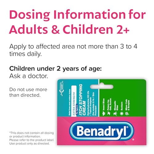 Benadryl Extra Strength Anti-Itch Cream, 2% Diphenhydramine HCl, 3 x 1 oz Topical Cream 1 Fl Oz (Pack of 3)