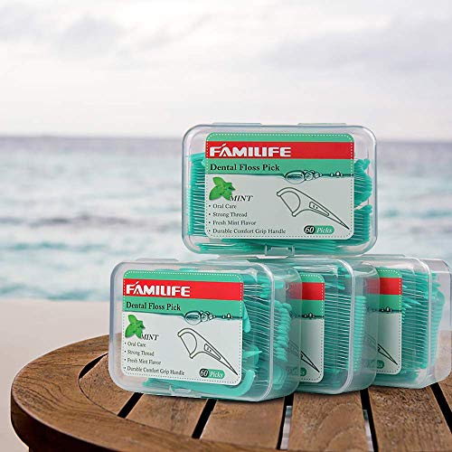 FAMILIFE 20Pcs L-Shaped Interdental Brushes 0.8mm Medium for Normal Gaps & Braces with Dental Floss Picks 4 Travel Handy Cases 240 Count