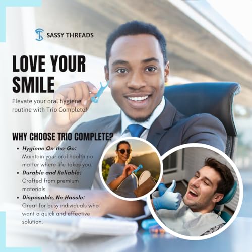 3-in-1 Complete Dental Care Set (5 Pack - 250 Count): Double Thread Floss Picks, Toothpicks, and Tongue Scraper - Your Oral Hygiene Solution with Disposable Floss Sticks for On The Go or Travel 5