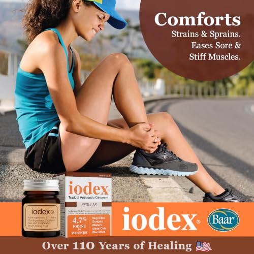 Baar Iodex Topical Ointment, 4.7% Iodine, 1 oz 1 Ounce (Pack of 1)