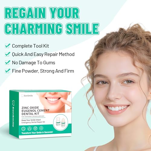 Temporary Tooth Repair Kit & Dental Cement for Crowns and Bridges - Emergency Cavity Filler, Dental Glue for Loose Caps, Zinc Oxide Eugenol, 20g & 15ml