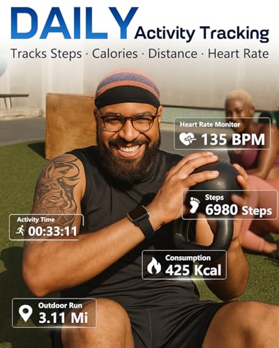 MorePro Fitness Tracker with 24/7 Heart Rate & Blood Pressure Monitor, Blood Oxygen & Sleep Tracker, Smart Watch with Step Calorie Counter, IP68 Waterproof Activity Tracker for Women Men Android iOS Urban Bronze