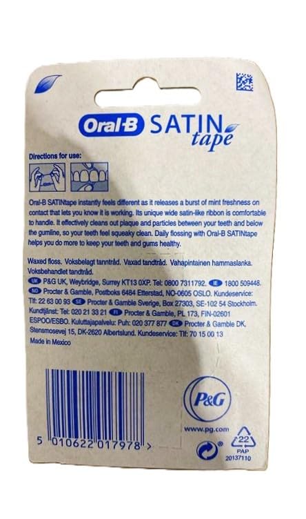 Oral-B Statin Tape Dental Floss 25m (12 Units) by Oral-B Satin Tape Mint 82 Foot (Pack of 12) - BeesActive Australia