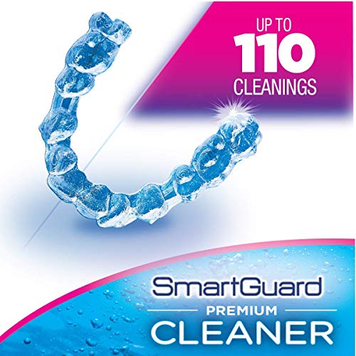 SmartGuard Premium Cleaner Crystals & Cleaning Case -(110 Cleanings)- Removes Stain, Plaque, & Bad Odor from Clear Braces, Dentures, Night Guards, Mouth Guard, & Retainers. 11 Piece Set