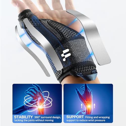 Wrist Brace & Thumb Stabilizer, Carpal Tunnel, De Quervain's Tenosynovitis, Tendonitis, Arthritis Support, Thumb Splint for Pain Relief, Women and Men (Left Hand, L/XL) Left-Black