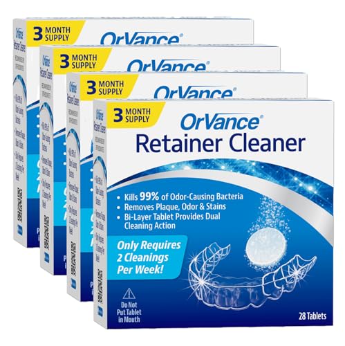 ORVANCE Retainer Cleaner Tablets (1 Year Supply) | Only 2 Cleanings Per Week Required | Removes Odors, Stains, Plaque for Invisalign, Mouth/Night Guards, and Removable Orthodontic Appliances 112 Tablets
