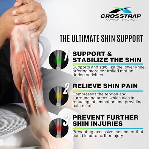 Calf & Shin Supports, Shin Splint Brace | Adjustable Neoprene Shin Splint & Leg Compression Support Strap | for Strains, Injuries, Pain Small (2 Straps)