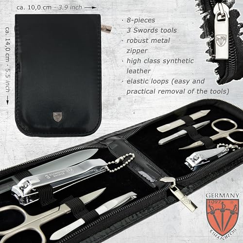 3 Swords Germany – manicure pedicure set kit (774) BLACK - SYNTHETIC LEATHER