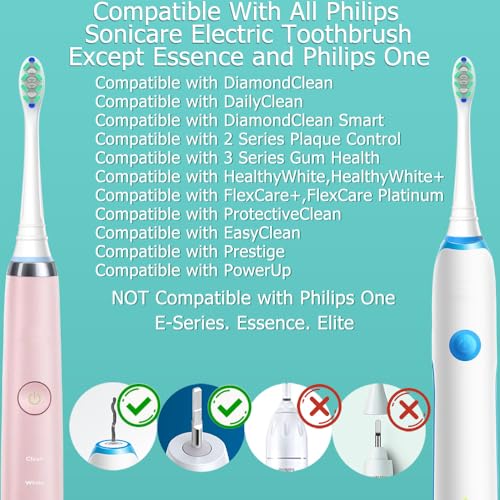 Replacement Heads Compatible with Sonicare Toothbrush, Replacement Brush Head for Philips Sonicare Electric Toothbrush 4100 5100 6100 9900 C2 W3 and More Click-on Handles (8white+8black) White and Black 1 Count (Pack of 16)