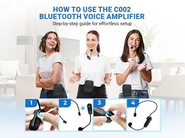 15W Wireless Voice Amplifier with Headset Microphone C002EH
