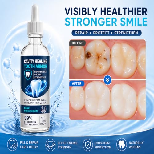 Cavity Healing Tooth Armor Liquid, Daily Tooth Surface Support Drops for Enamel Care, Sensitivity Comfort and Fresh Breath, At-Home Oral Care, 60 mL, 2 Pack