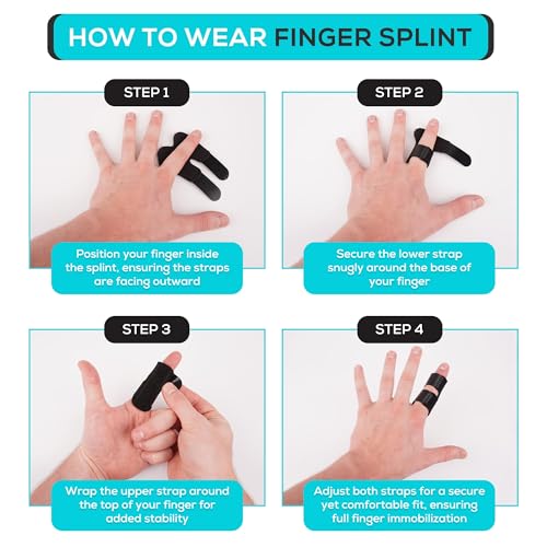 MedVance Finger Splint Universal Finger Straightener Brace & Support 3 Pack Double Strap Small