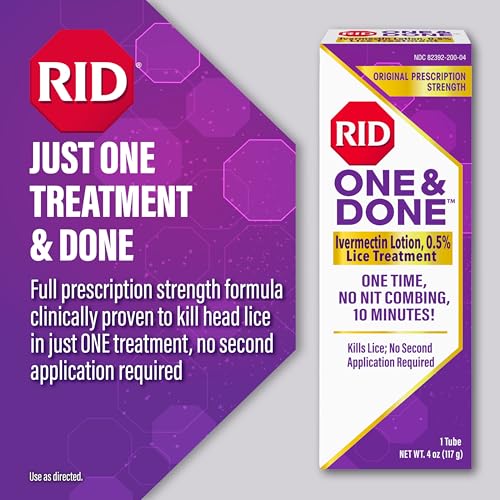 RID One & Done Ivermectin Lice Treatment, Prescription Strength, No Combing Ivermectin Lotion