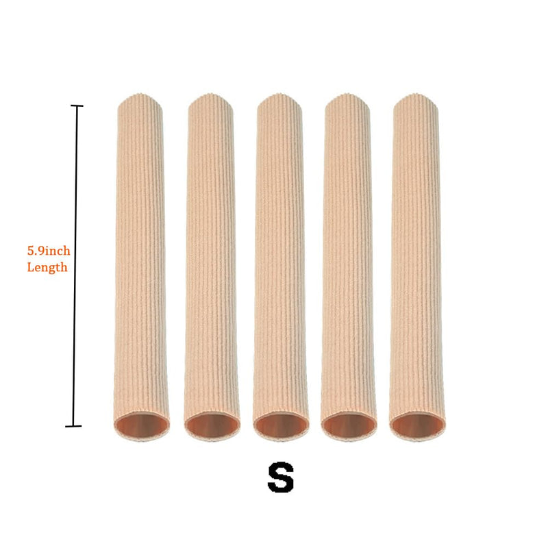 Cuttable Toe Tubes Sleeves 5 Pack Small Size, Made of Elastic Fabric Lined with Silicone Gel. Toes Sleeve Protectors Relief Toe Pressure Pain, Corn and Calluses Remover 5.9Inch (Pack of 5)