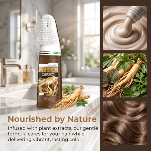 Hair Dye Home Use Dye Comb Integrated Convenient Hair Dye Cream Long-lasting Color No Color Fading Plant Essence No Damage to Hair Ash Brown Ash Blonde Highlights Mild Haircare (Brown)