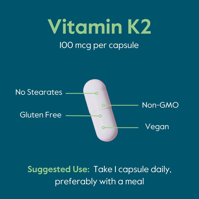BESTVITE Vitamin K2 100 mcg as MK-7 w/Patented K2VITAL (120 Vegetarian Capsules) - No Stearates - Vegan - Non GMO - Gluten Free 120 Count (Pack of 1) - BeesActive Australia