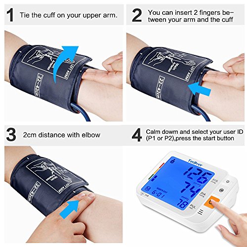 Digital Blood Pressure Monitor, Large Cuff 0.7-1.3 Feet, Electric Upper Arm Blood Pressure Machine with Electric Powered Charger and Device Case, Backlight LCD Screen, 2 Year Warranty