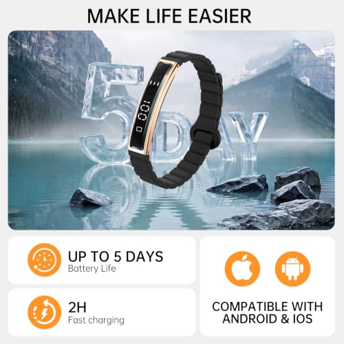 Smart Bracelet for Women Men Fitness Health Tracker with Heart Rate Sleep Silver Steel