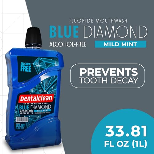 Dentalclean Pack of 3 Kids Gel Toothpastes with MIH Support (Tutti-Frutti Natural) – Enamel Regeneration & Sensitivity Relief, 3.7 oz + Alcohol-Free Mouthwash 33.8 Fl Oz (Blue Diamond Mint)