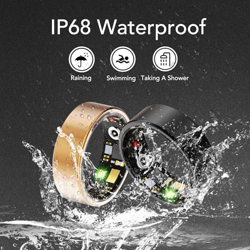 Smart Health Ring Fitness Tracker for Men Women, Sleep, Stress & Activity Monitoring, IP68 Waterproof, Long Lasting Battery, No Subscription Fees, Black 11#