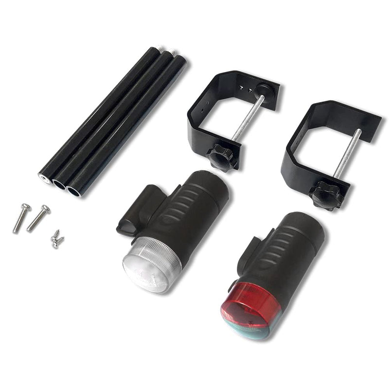 Portable Battery Power Boat Navigation Light - Bow and Stern for Pontoon and Small Boat (Black) Black