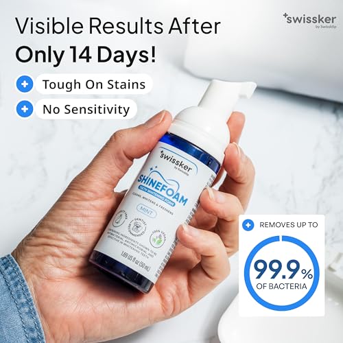 Swissker by Swissklip ShineFoam | Teeth Whitening Foam | Mint Flavor Whitening Toothpaste | Teeth Whitener I Professional Teeth Whitening Kit | 100% Vegan - Made in USA - 1.69 oz - Pack 2