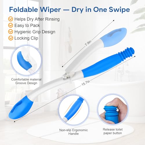 Portable Bidet for Travel & Foldable Bottom Buddy Wiping aid for Women White