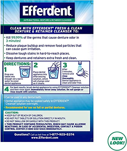 efferdent Retainer Cleaning Tablets, Denture Cleaning Tablets for Dental Appliances, Minty Fresh & Clean, 44 Count, (Pack of 3) 44 Count (Pack of 3)
