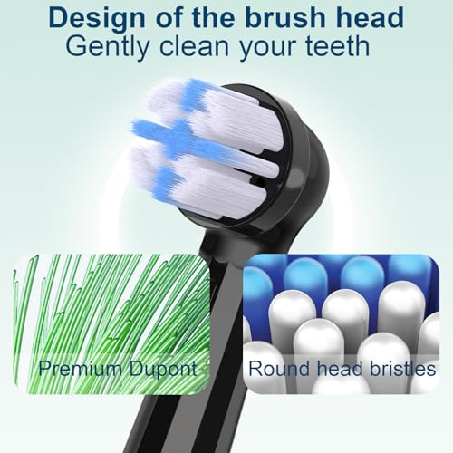 Replacement Heads Compatible with Oral B iO 3 4 5 6 7 8 9 10 Series Electric Toothbrush,Medium BristleToothbrush Heads Compatible with Oral B iO, Black 6 Count (Pack of 1)