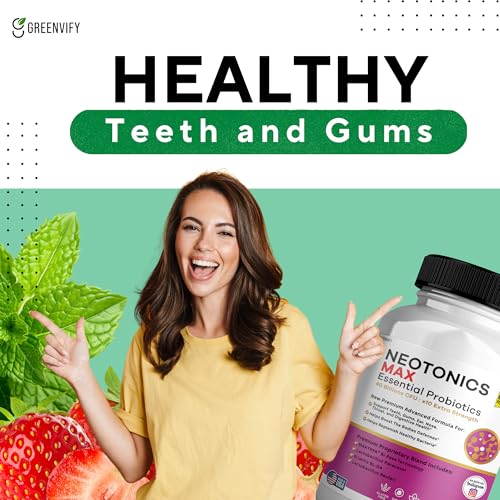 NeoTonics Max Essential Probiotics for Gums and Teeth Health - 40 Billion CFU Advanced Oral Probiotics, Fresh Breath Support - 60 Capsules, Oral Care Supplement (1 Pack) 1