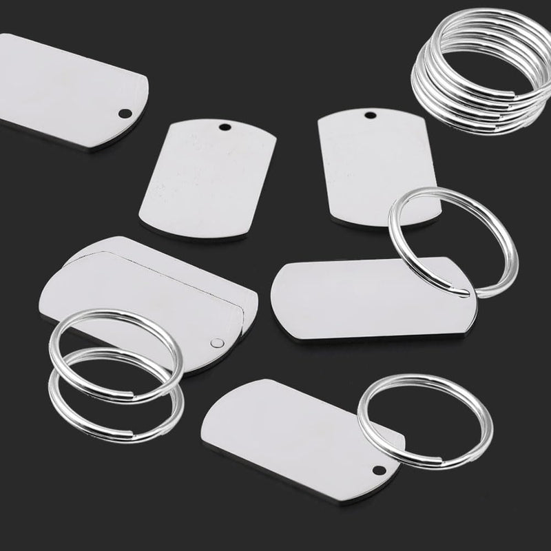 Dtoterul Stainless Steel Pendant Blank Pack of 20 Blanks Dog Tags Punching Blanks Dog Tags Key Ring Can Be Written On Blank Pendant Tags Round Key Ring DIY Making Kit - BeesActive Australia