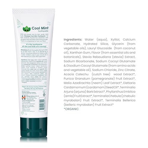 Himalaya Botanique Kids Fluoride Free Toothpaste, Cool Mint, 4 oz, 4 Pack 4 Ounce (Pack of 4)