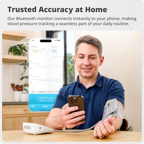 Greater Goods Bluetooth Smart Blood Pressure Monitor for Home Use – Automatic Digital Upper Arm BP Machine with 8.7”–16.5” Cuff, iOS & Android App Compatible, Large Backlit Display Adjustable 8.7"-16.5" Cuff