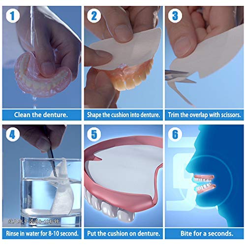 Y-Kelin Denture Adhesive Cushions Uppers & Lowers, Adhesive-Free Denture Pads for Sore Gums, 30 Pads*2 (60 Strips) pack of 2 lower+upper 60pcs - BeesActive Australia