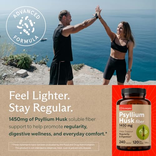 Premium Psyllium Husk Fiber Supplement 1450mg, 240 Capsules (Pack of 2) 240 Count (Pack of 2)