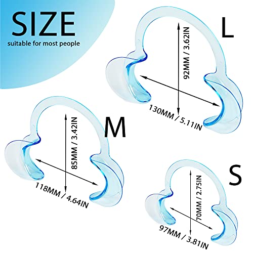 Dental Cheek Retractor C Shape Mouth Opener Size S,M,L, Pack of 3 (Blue, 3PCS-S/M/L) Blue