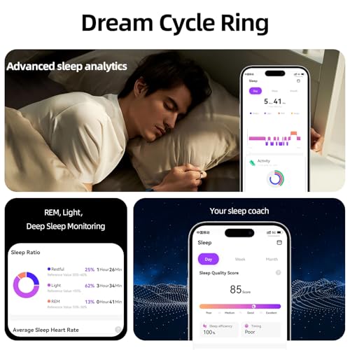 Smart Ring for Women & Men Fitness Sleep Heart Tracker Rose Gold 9